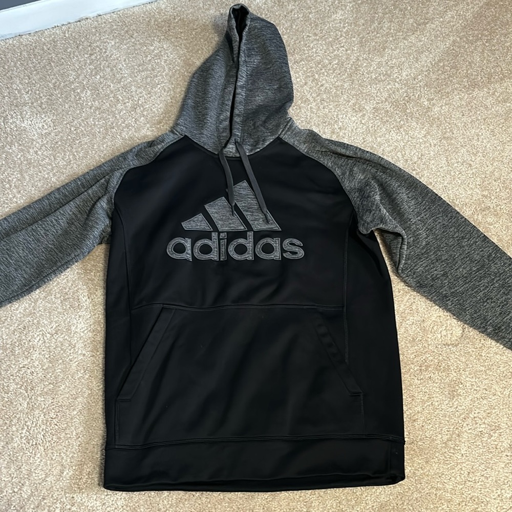 Men’s black and grey Adidas hoodie size medium